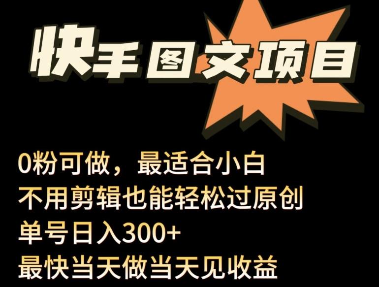 24年最新快手图文带货项目，零粉可做，不用剪辑轻松过原创单号轻松日入300+【揭秘】-腾渊网创