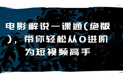 电影解说一课通(绝版)，带你轻松从0进阶为短视频高手-腾渊网创
