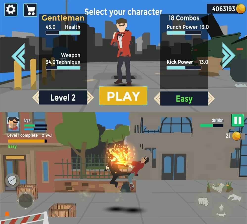 手机格斗闯关游戏 狂徒巷战-腾渊网创