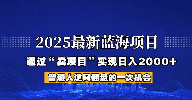 2025年蓝海项目，如何通过“网创项目”日入2000+-腾渊论坛