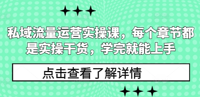 私域流量运营实操课，每个章节都是实操干货，学完就能上手-腾渊网创