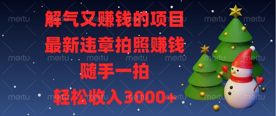 解气又赚钱的项目，最新违章拍照赚钱，随手一拍，轻松收入3000+-腾渊网创