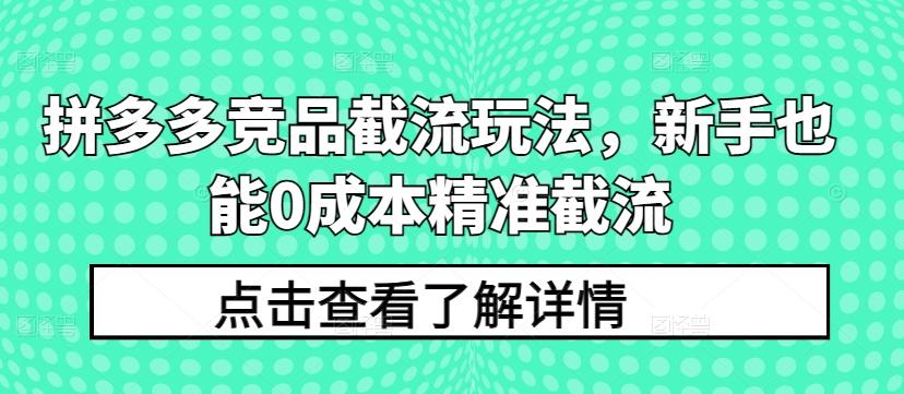 拼多多竞品截流玩法，新手也能0成本精准截流-腾渊网创