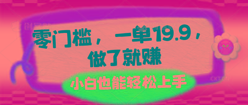 零门槛，一单19.9，做了就赚，小白也能轻松上手-腾渊网创