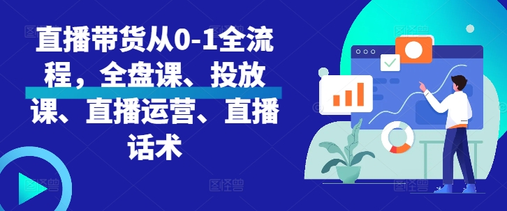 直播带货从0-1全流程，全盘课、投放课、直播运营、直播话术-腾渊网创