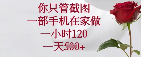 你只管截图，一部手机在家做，一小时120.一天5张【揭秘】-腾渊网创