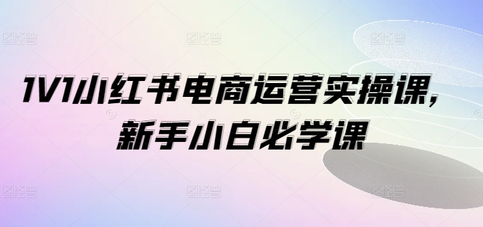 1V1小红书电商运营实操课，新手小白必学课-腾渊网创