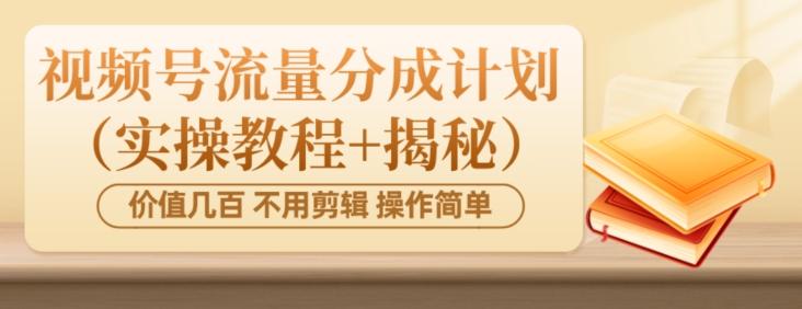 价值几百上千不用剪辑简单操作视频号流量分成计划（实操教程+揭秘）-腾渊论坛