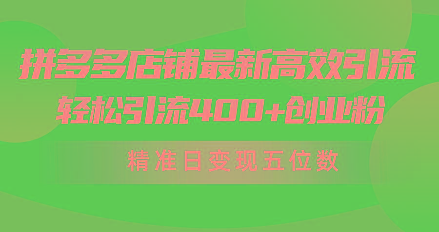 (10041期)拼多多店铺最新高效引流术，轻松引流400+创业粉，精准日变现五位数！-腾渊论坛