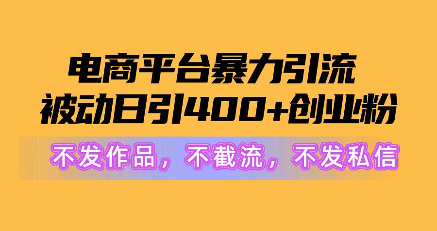 电商平台暴力引流,被动日引400+创业粉不发作品，不截流，不发私信-腾渊网创