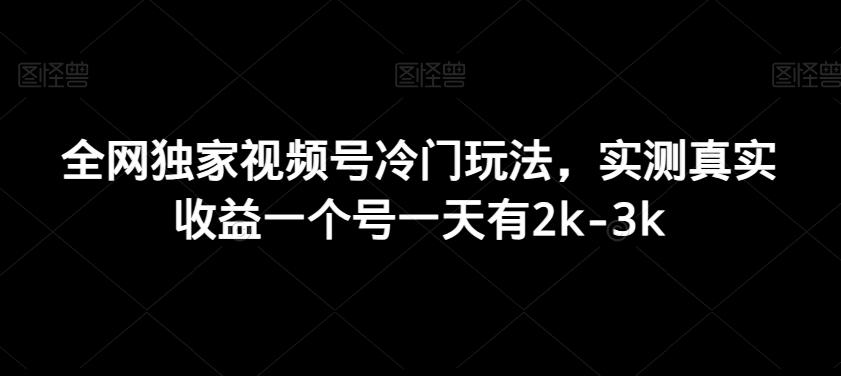 全网独家视频号冷门玩法，实测真实收益一个号一天有2k-3k-腾渊网创