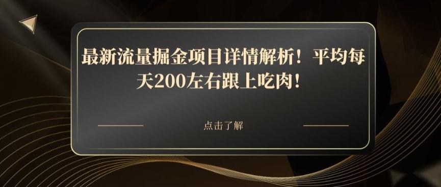 最新流量掘金项目详情解析！平均每天200左右跟上吃肉！-腾渊网创