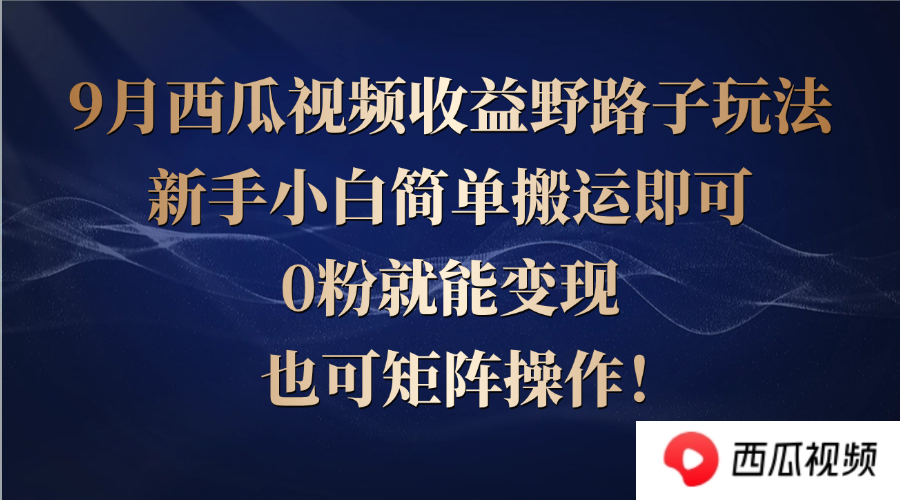 西瓜视频收益野路子玩法，新手小白简单搬运即可，0粉就能变现，也可矩...-腾渊网创