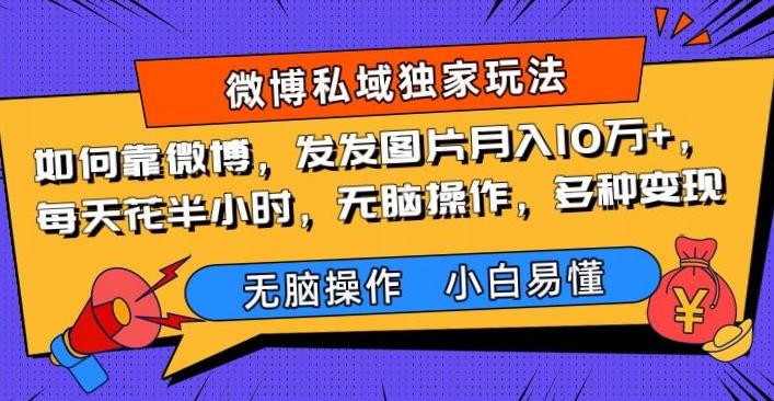 如何靠微博，发发图片月入10万+，‌每天花半小时，无脑操作，多种变现-腾渊论坛