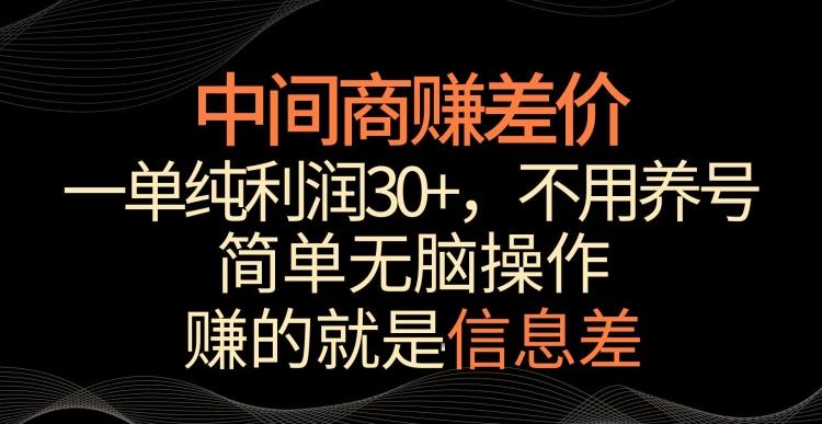 中间商赚差价，一单纯利润30+，简单无脑操作，赚的就是信息差，轻轻松松日入1000+【揭秘】-腾渊网创