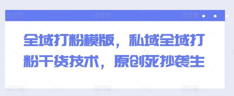 全域打粉模版，私域全域打粉干货技术，原创死抄袭生-腾渊网创