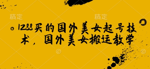 1288买的国外美女起号技术，国外美女搬运教学-腾渊网创