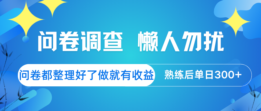 问卷调查 懒人勿扰 问卷都整理好了，做就有收益，熟练后日入300+-腾渊网创