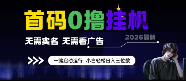 首码0撸挂G项目，无需实名无需看广告 一键启动运行，小白轻松日入三位数【揭秘】-腾渊网创