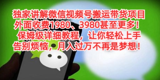 独家讲解微信视频号搬运带货项目，保姆级详细教程-腾渊网创