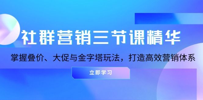 社群营销三节课精华：掌握叠价、大促与金字塔玩法，打造高效营销体系-腾渊网创