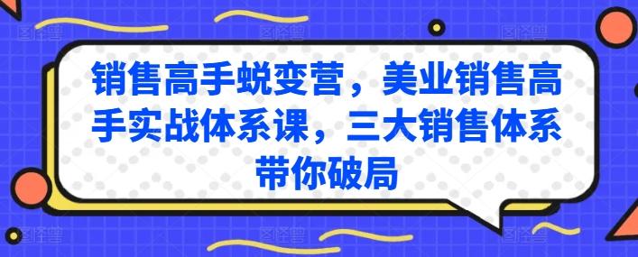 销售高手蜕变营，美业销售高手实战体系课，三大销售体系带你破局-腾渊论坛