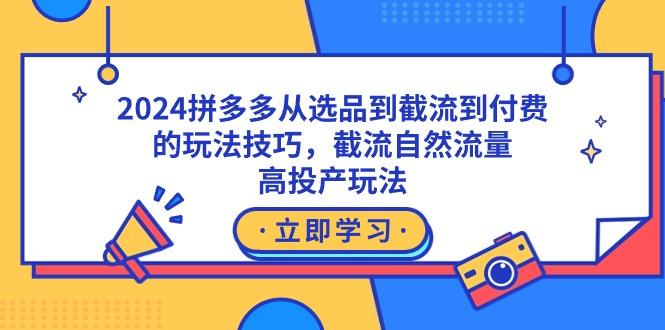 2024拼多多从选品到截流到付费的玩法技巧，截流自然流量玩法，高投产玩法-腾渊网创