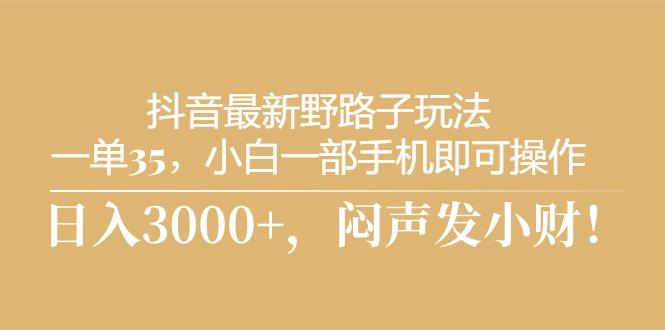 抖音最新野路子玩法，一单35，小白一部手机即可操作，，日入3000+，闷...-腾渊论坛