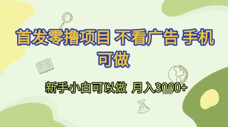 首发零撸项目 不看广告 手机可做 新手小白可以做  月入3k+【揭秘】-腾渊网创