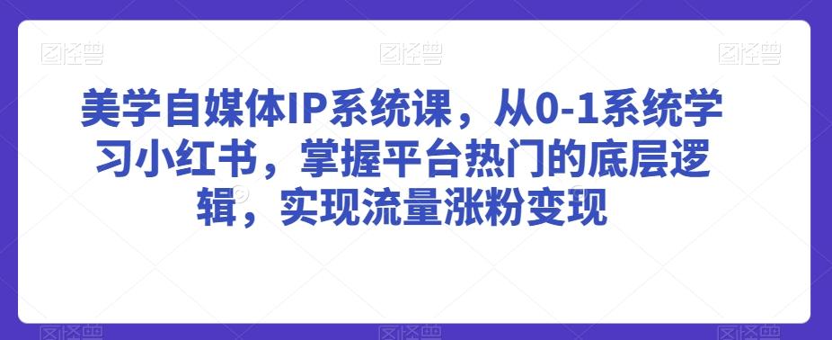 美学自媒体IP系统课，从0-1系统学习小红书，掌握平台热门的底层逻辑，实现流量涨粉变现-腾渊网创