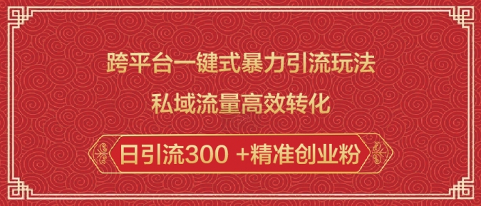 跨平台一键式暴力引流玩法，私域流量高效转化日引流300 +精准创业粉-腾渊网创