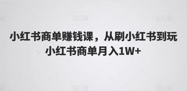 小红书商单赚钱课，从刷小红书到玩小红书商单月入1W+-腾渊论坛