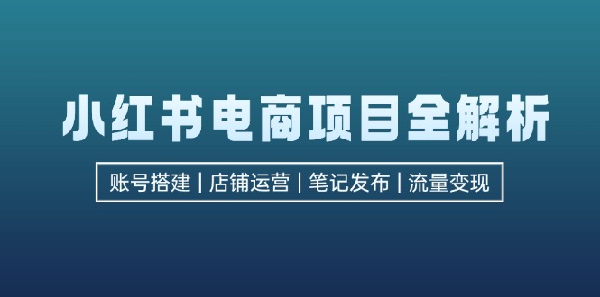 小红书电商项目全解析，包括账号搭建、店铺运营、笔记发布  实现流量变现-腾渊网创