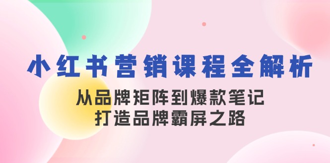 小红书营销课程全解析，从品牌矩阵到爆款笔记，打造品牌霸屏之路-腾渊网创