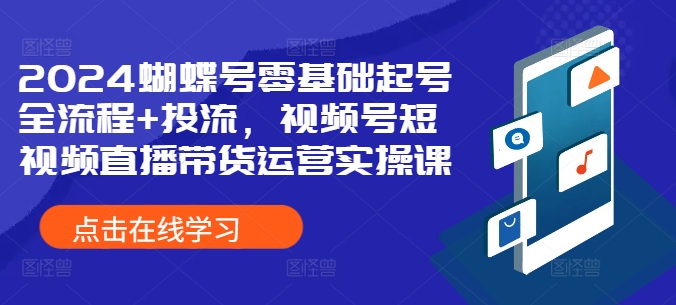 2024蝴蝶号零基础起号全流程+投流，视频号短视频直播带货运营实操课-腾渊网创