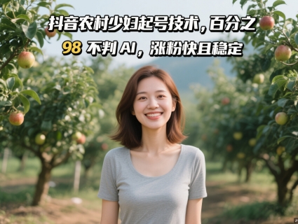 抖音农村少妇起号技术，百分之98不判AI，涨粉快且稳定-腾渊论坛