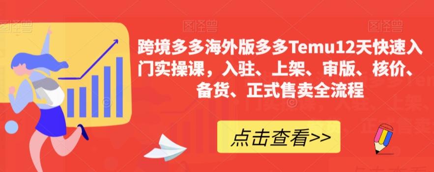 跨境多多海外版多多Temu12天快速入门实操课，入驻、上架、审版、核价、备货、正式售卖全流程-腾渊网创