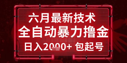 六月最新技术全自动暴力撸金，稳定日入2k+包起号，长期稳定【揭秘】-腾渊网创