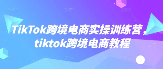 TikTok跨境电商实操训练营，tiktok跨境电商教程-腾渊网创