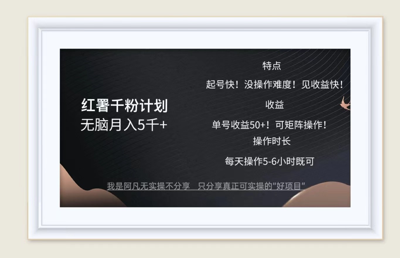 红薯千粉计划无脑月入5千+！既做既赚！-腾渊网创