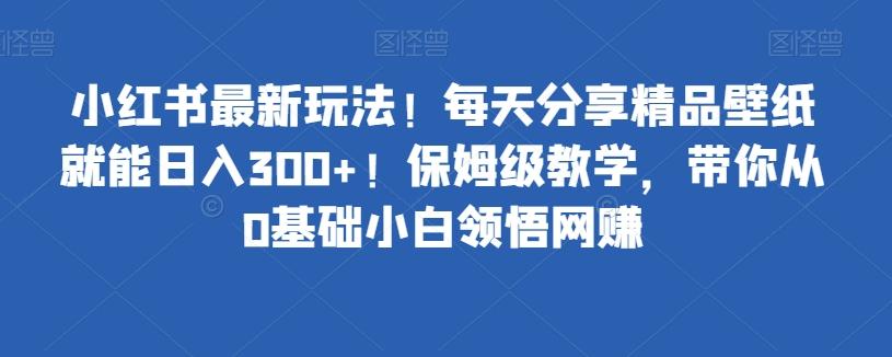 小红书最新玩法！每天分享精品壁纸就能日入300+！保姆级教学，带你从0基础小白领悟网赚-腾渊网创