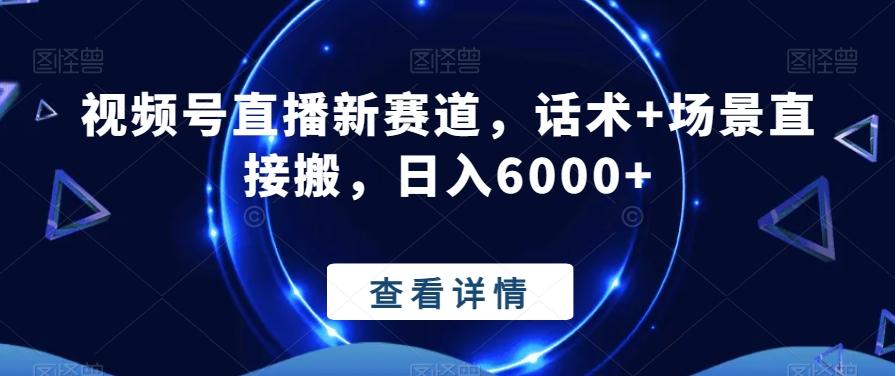 视频号直播新赛道，话术+场景直接搬，日入6000+-腾渊网创