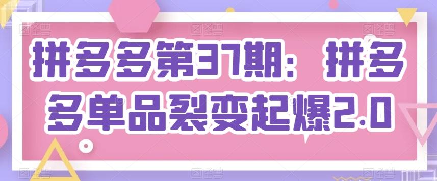 拼多多第37期：拼多多单品裂变起爆2.0-腾渊论坛