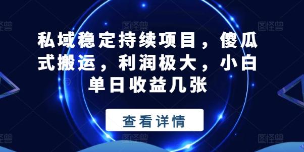 私域稳定持续项目，傻瓜式搬运，利润极大，小白单日收益几张【揭秘】-腾渊论坛