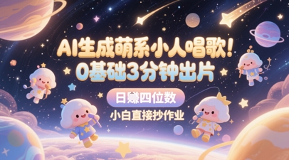 AI生成萌系小人唱歌，0基础3分钟出片，28个作品涨粉8.9W，单条最高19W赞，日入四位数，小白直接抄作业-腾渊论坛