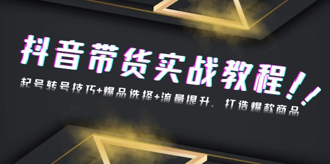 抖音带货实战教程：起号转号技巧+爆品选择+流量提升，打造爆款商品-腾渊网创