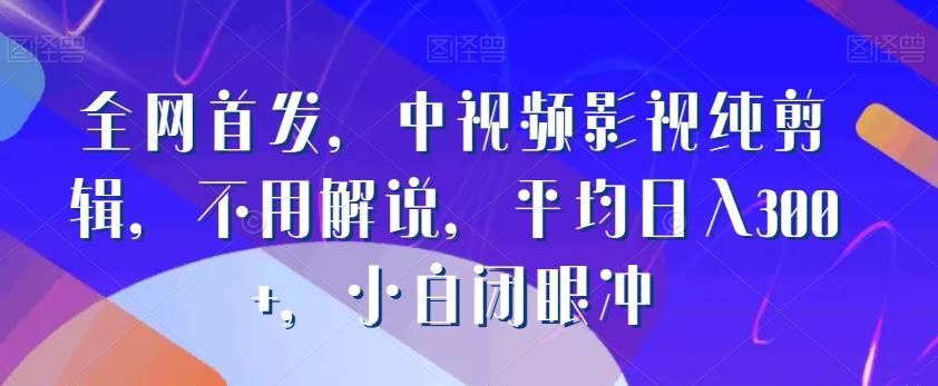 全网首发，中视频影视纯剪辑，不用解说，平均日入300+，小白闭眼冲-腾渊论坛