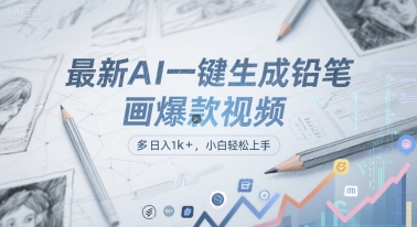 最新AI一键生成铅笔画爆款视频，多平台分发，日 入1k+，小白轻松上手【揭秘】-腾渊网创