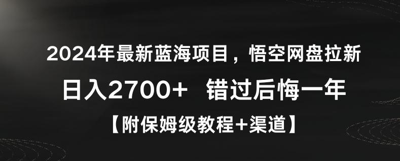 2024年最新蓝海项目，悟空网盘拉新，日入2700+错过后悔一年【附保姆级教程+渠道】【揭秘】-腾渊论坛