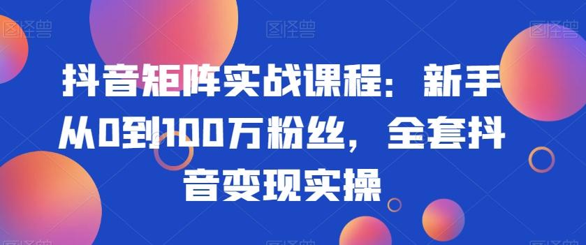 抖音矩阵实战课程：新手从0到100万粉丝，全套抖音变现实操-腾渊论坛
